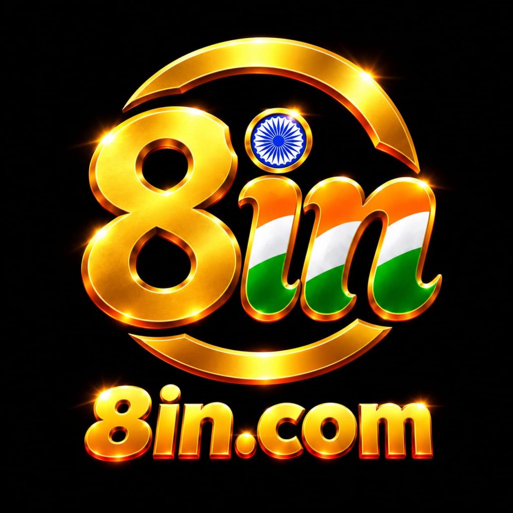 8IN Game logo with golden 3D design and Indian tricolor elements